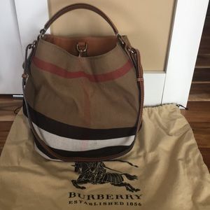 Burberry Brown Ashby Medium Canvas Bucket Bag